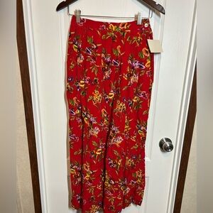 Susan Bristol Red Floral Skirt with Pockets- Size 6 NOS NWT